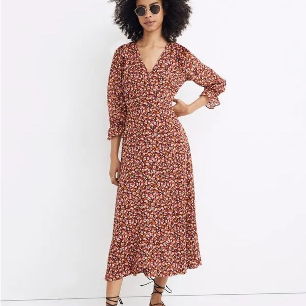 Madewell Orange V-Neck Wrap Sundress